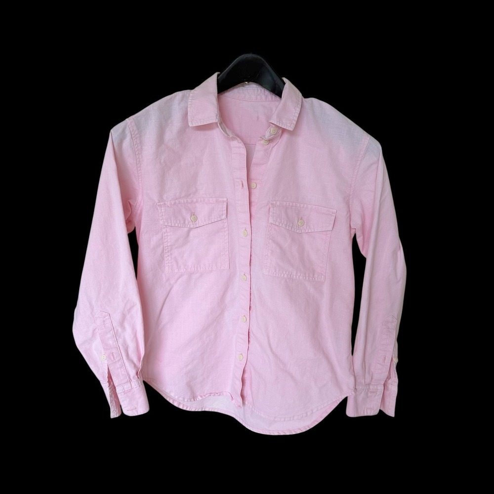 J.Crew Re-Imagined Pink Cotton Button Down Utility Shirt Two Pocket Women Sm Med